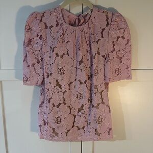 Wayf Pink Floral Lace Blouse